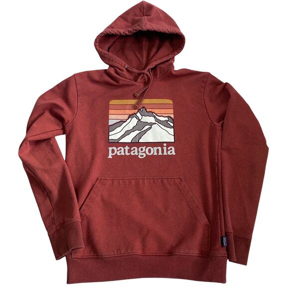Patagonia Men Size XSMALL Hoodie Logo Ridge Uprisal Barn Red Popover - Picture 2 of 6